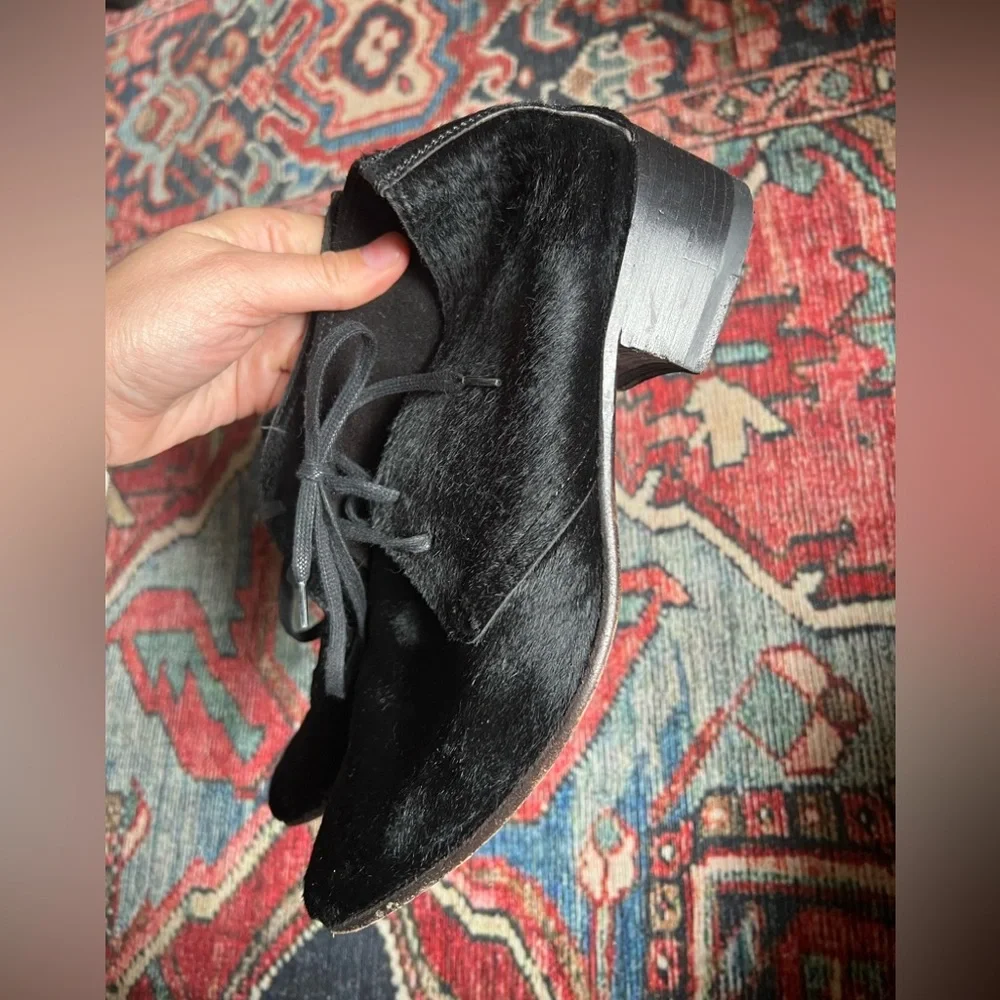 Billy Reid Black Pony Hair Indianola Lace Up Loafers/Low Boots— Size 7 - Picture 5 of 12